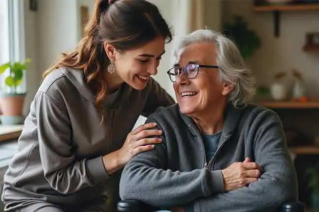 caregiver-in-a-tracksuit-and-earings-caring-for-a-dependent-individual